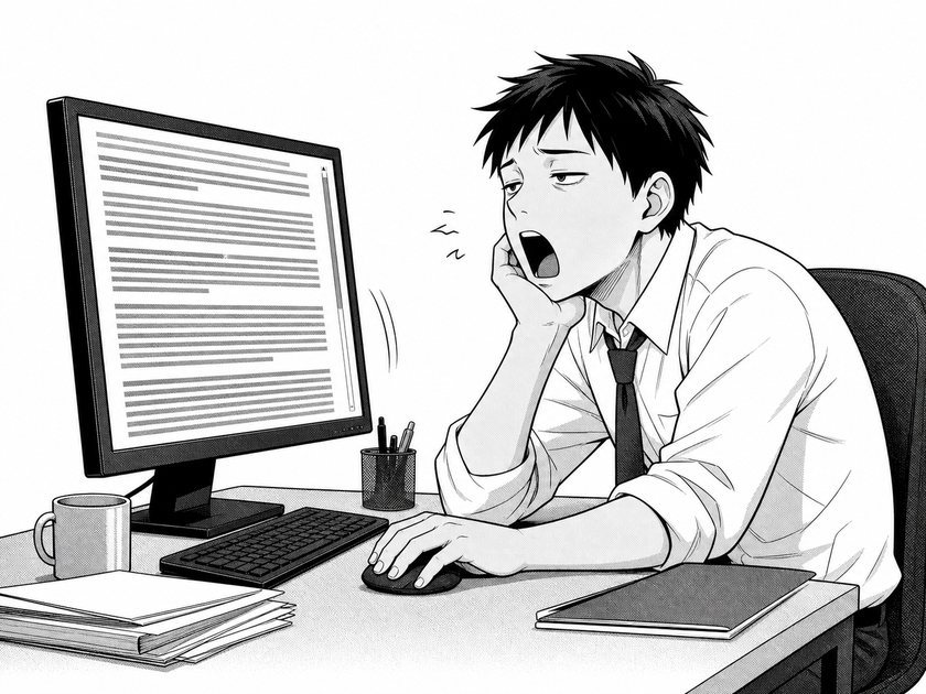 文章だけのサービス紹介を読み飛ばす様子